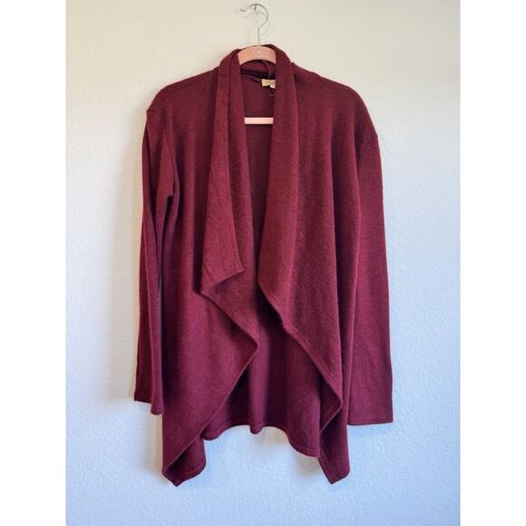 Piko 1988 Women's Red Open Front Long Sleeve Cardigan Sweater Asymmetrical M - Picture 1 of 10